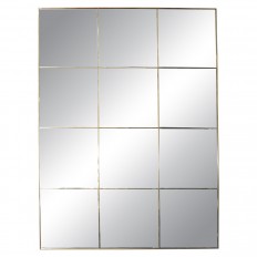 Square twelve panel mirror with brass inlay